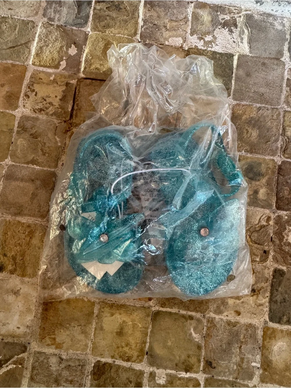 Children’s place jelly sandals /Girls Teal Glitter Butterfly Sandals
